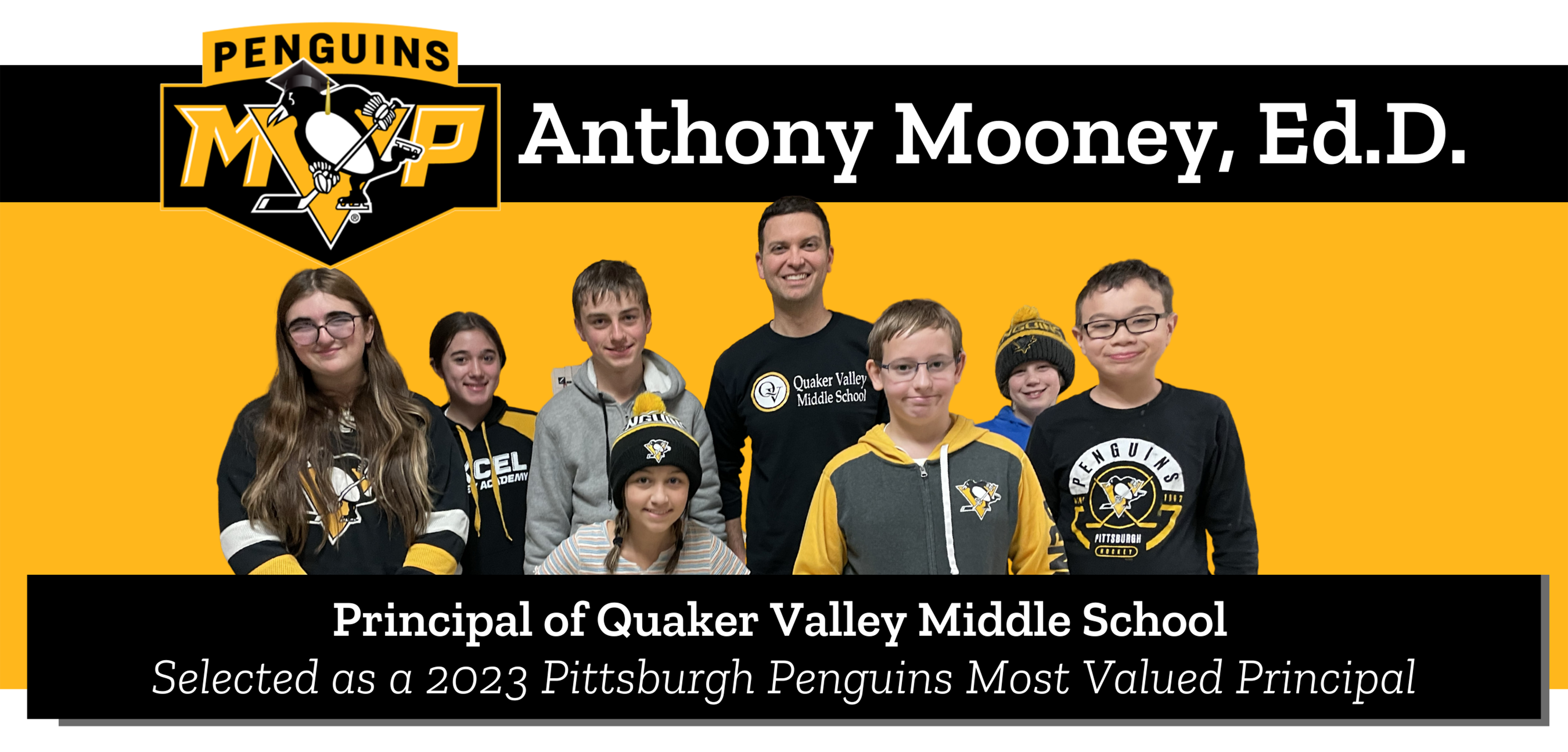 Penguins MVP Anthony Mooney, Ed.D.; Principal of Quaker Valley Middle School; Selected as a 2023 Pittsburgh Pens MVP